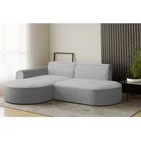 Fun Möbel Ecksofa Designersofa BONDY in Stoff Neve Hellgrau