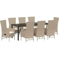vidaXL Gartenmöbel-Set 9-tlg. Beige