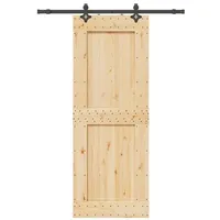 vidaXL Schiebetür mit Beschlag 85x210 cm Massivholz Kiefer