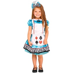 Fun World Kostüm Wunderland Kostüm für Mädchen, Alice-Kostümkleid im Spielkarten-Look