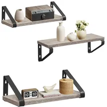 VASAGLE Wandregal 3er Set 30 x 35 x 40 cm Greige/Mattschwarz