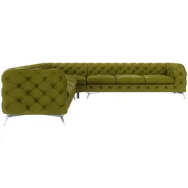 s-style möbel ECKSOFA Chesterfield Laura Olive Samt