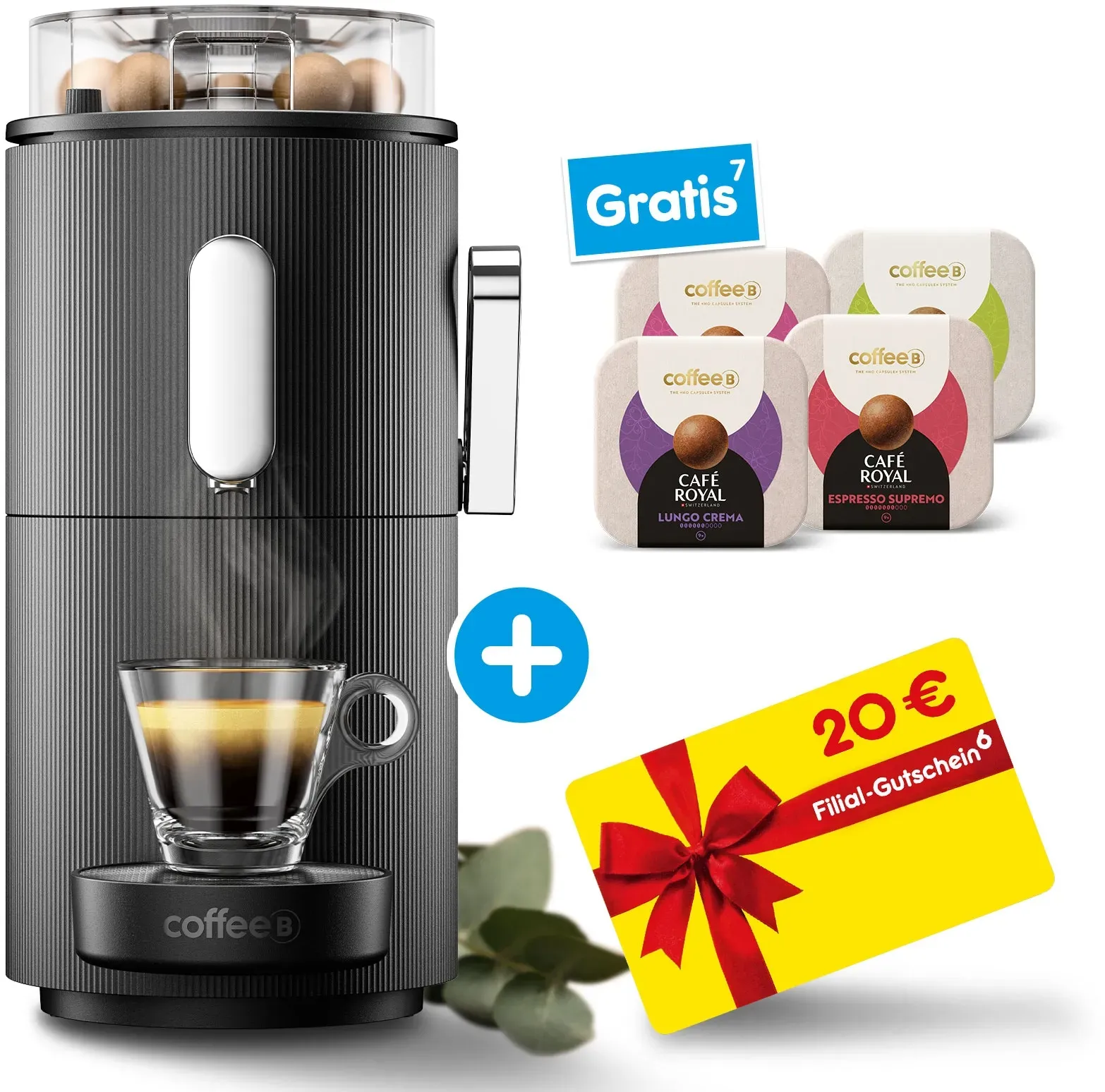 CoffeeB Kaffeemaschine Globe + 4 Gratis Packungen Coffee Balls + 20€ Gutschein