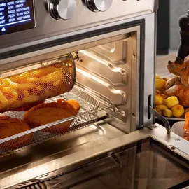 Ariete 4629 Airy Fryer Oven Digital SS, Luftfriteuse, Elektroofen, Fassungsvermögen 25 l, 1700 W, für Pizza 30 cm, LED-Display, Temperatur max. 230 °C, Silber