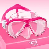 Kinder Taucherbrille, 180° Anti-Beschlag Kinder Schwimmmaske Gehärtetes Glas Schwimmbrille mit Nasenschutz Anti-Leck Tauchmaske für 4-15 Jungen Mädchen Jugend (Helles Rosa)