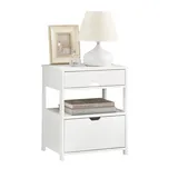 SoBuy Nachttisch Weiß Holzwerkstoff, 45x55x38 cm, Schlafzimmer, Nachttische