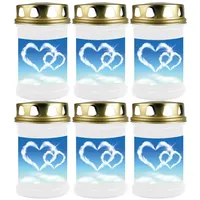 HS Candle Grabkerze GK-04210 (6-tlg), Grabkerze Brenndauer 48 Stunden mit Motiven
