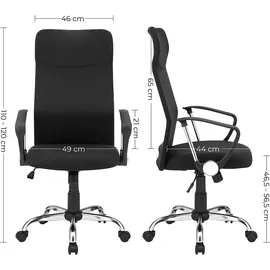 Songmics Bürostuhl, OBN034B01 Stoff schwarz, Gestell silber