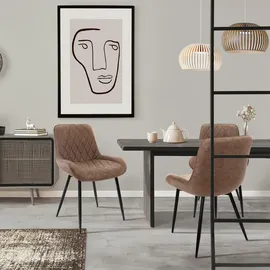 ML-Design Esszimmerstuhl mit Rücken- und Armlehnen, Braun, PU-Kunstleder Sitzfläche, Metallbeine, Küchenstühle Küchenstuhl