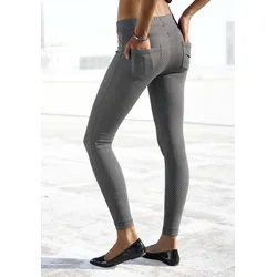 Leggings LASCANA Gr. 40/42, N-Gr, grau, Damen, Strick, Obermaterial: 73% Polyester, 24% Viskose, 3% Elasthan, Ajourstrickmuster, Hosen, im klassischen Design