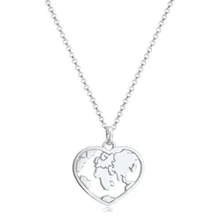 Elli Elli Halskette Herz Weltkugel Globus Erbskette Trend 925 Silber Ketten   Damen 