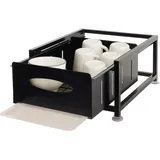 Schrankschublade HWC-N51 mit Tablett, Küchen-/Geschirrablage Schrankauszug ausziehbar, Metall 19x34x42cm - schwarz