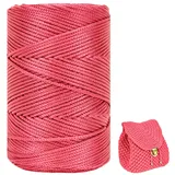 ZHANGXIAOMIN Polyester Garn 3mm X 225m,Makramee Garn 3mm,Makramee Band,Polypropylene Yarn,Geflochten Makramee Schnur Farbig,garn Zum Häkeln Für Stricken,Dekoration DIY Handwerk (Rosa)