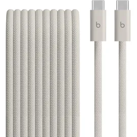 Beats USB-C auf USB-C 240 W Flechtkabel (3 m), schnellladefähig, langlebig und verhedderungsfrei, kompatibel mit Apple und Android Geräten – Energie-Grau