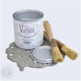 Vintage Paint Kreidefarbe Silber 0,2 l