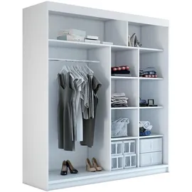 a&j möbelland gmbh A&J MöbelLand Schwebetürenschrank, Weiß, Braun, Braun, Holzwerkstoff, 160x215x59.5 cm, Schlafzimmer, Kleiderschränke, Schwebetürenschränke