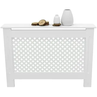 ECD Germany Heizkörperverkleidung mit Wabenmuster 112x19x82 cm Weiß
