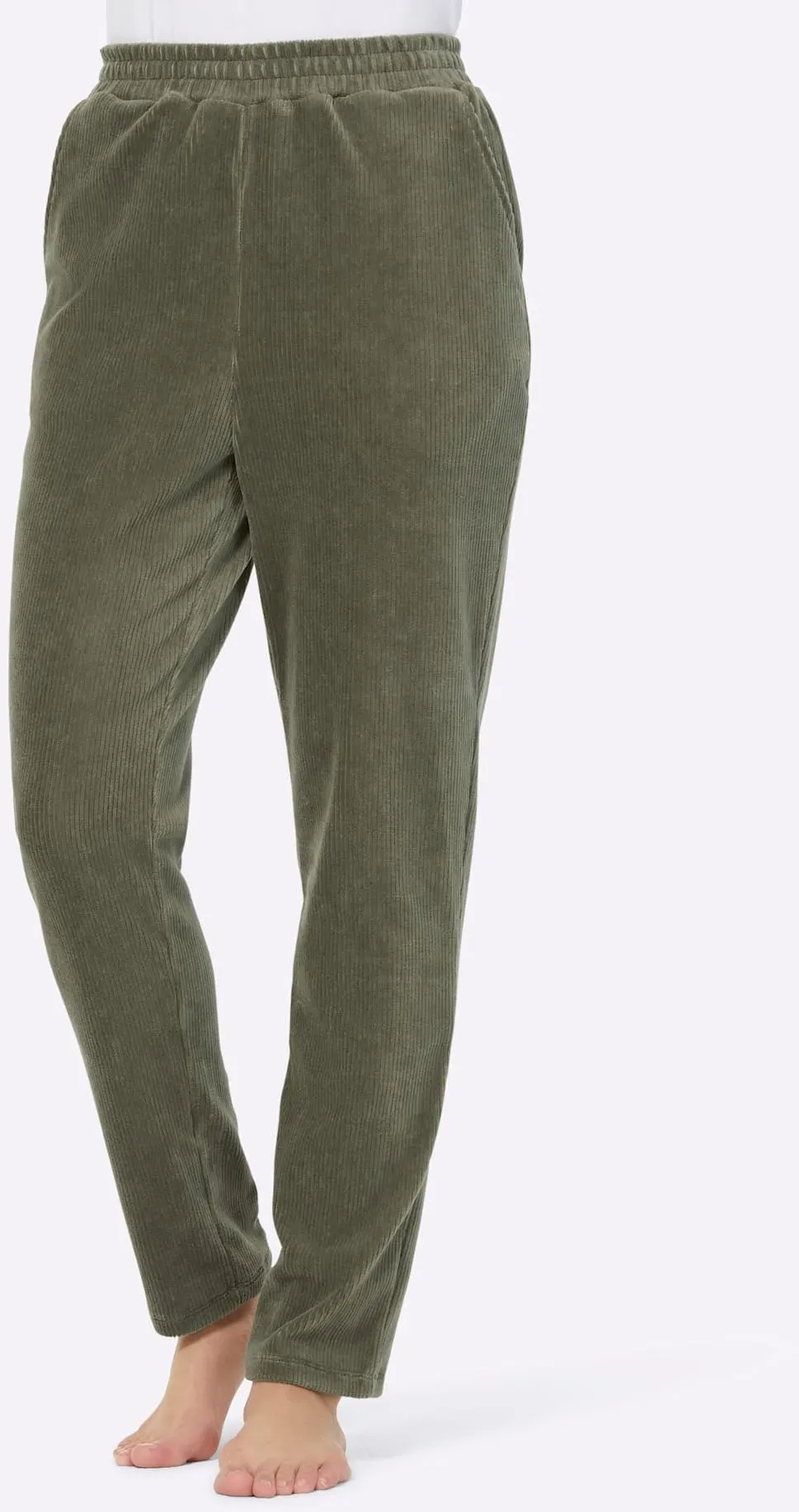 Dehnbund-Hose FEEL GOOD, Damen, Gr. 20/21, Kurzgrößen, grün (khaki), 70% Baumwolle, 25% Polyester, 5% Elasthan, unifarben, Hosen