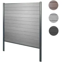 Mendler WPC-Sichtschutz Sarthe, Windschutz Zaun, Alu-Pfosten zum Einbetonieren ~ Basiselement, 190cm grau