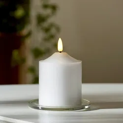 LED Kerze Flamme Echtwachs warmweiße 3D Flamme H: 12cm Batterie Timer weiß