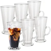 STARVAST 6er-Set Latte Macchiato Gläser Cappuccino, 233ml (max. 284ml) Teegläser-Set Mit Henkel Dessertgläser Wassergläser Kaffeegläser Glühweingläser Eiskaffee-Gläser Glühweintassen Groggläser