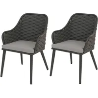 Mendler 2er-Set Aluminium-Gartenstuhl HWC-O16, Outdoor Stuhl, Olefin (200 g/m2)