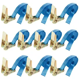 Arebos Spanngurt mit Ratsche, 4m x 25mm, blau, Zurrkraft bis 800kg, 10 Stück