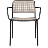 Kartell Audrey Sessel, Plastik, Aluminium bemalt schwarz/beige, 51 x 80 x 60 cm