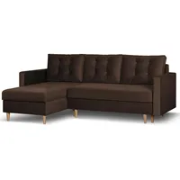 Beautysofa Ecksofa mit Schlaffunktion Sigurd L, Klassisches Design, Skandinavischer Stil, mit Bettkasten braun