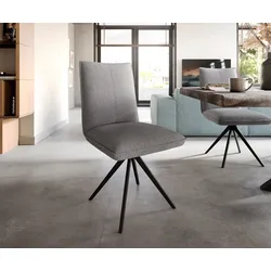 DELIFE Chaise-de-salle-à-manger Lelio-Flex tissu texturé gris clair pied croisé large noir ressorts ensachés, Chaises de salle à manger