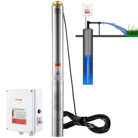 Vevor Tiefbrunnenpumpe Brunnenpumpe 2200W 9,8 m3/h 144 m Externe Steuerbox,