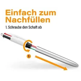 BIC 4-Farben-Kugelschreiber 4 Colours Shine metallic-silber, Schreibfarbe: blau, schwarz, rot, grün, 1 St.