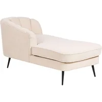 Beliani Chaiselongue Bouclé beige rechts mit Lehne Muschelform Metallbeine schwarz Allier