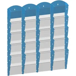 Wand-Plastikhalter für Prospekte - 4x5 A4, blau