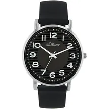 s.Oliver Quarzuhr Armbanduhr, Damenuhr, analog, Silikonarmband, schwarz