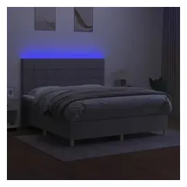 vidaXL Boxspringbett mit Matratze & LED Hellgrau 160x200 cm Stoff