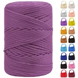 LEREATI Polyester Garn 3mm x 170m, Makramee Garn 3mm Geflochten Makramee Schnur Bunt, Macrame Cord 3mm Farbig für Geschenk, Häkeltasche, Umhängetasche, Platzteller, Wohndekorationen (Gummi Rosa)