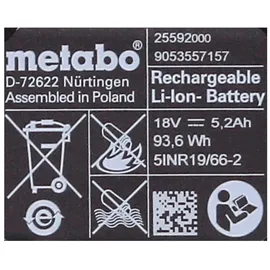 Metabo Li-Power Akku Set 18 V 2 x 5,2 Ah