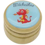 Gico Milchzahndose, Zahndose Milchzähne Bilderdose mit diversen Motiven aus Holz für Jungen und Mädchen mit Drehverschluss 44 mm (Drache)