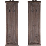 MCW 2er-Set Garderobe H33, Wandgarderobe Garderobenpaneel, Wandhaken Holz 109x28x4cm ~ braun shabby