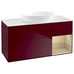 Villeroy und Boch Finion Waschtischunterschrank GA71PCHB 120cm, Abdeckplatte white matt, Emotion, Regale Oak Veneer, Peony Matt