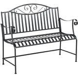 Outsunny Gartenbank Sitzbank 2-Sitzer Metallbank Stahlrahmen mit Armlehne für Garten Balkon und Terrasse bis 220 kg belastbar Grau 115,5 x 54 x 96 cm