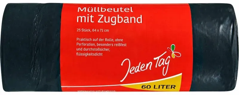 Müllbeutel mit Zugband 60L