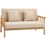 Homcom 2 Sitzer Sofa, Couch mit 2 Lendenkissen, Leinenoptik für kleine Räume, Beige