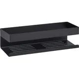 Wenko Wandablage Genova Black, Bad-Ablage, Befestigen ohne Bohren, 30 x 8 x 10,5 cm, Schwarz