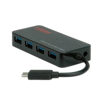 ROLINE USB 3.0 Hub 4fach, Typ C Anschlusskabel