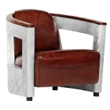 Casa Padrino Lounge-Sessel Echt Leder 75 x 75 x 75 cm Braun