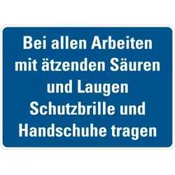 Hinweisschild, Arbeiten mit Säuren und Laugen, Alu geprägt, 250 x 350 mm - 350x250x0.45 mm Aluminium geprägt