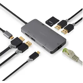 Nedis USB Multi-Port-Adapter USB 3.2 Gen 1 USB-CTM Stecker, HDMITM Ausgang, Micro SD, RJ45 Buchse, SD, USB-CTM Buchse, 3x USB-A Buchse, 5 Gbps