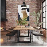 Rellgo Esstisch Steffi, wasserabweisender Küchentisch, stilvoller Eichentisch, robuster Holztisch, 160 x 90 cm beige|braun